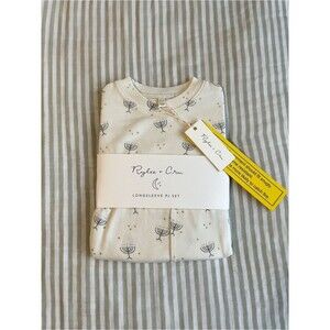 New Rylee & Cru Hanukkah Organic Long Sleeve Pajama Set Size 3-6 Months Ivory